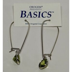 OROGEMS Basics Peridot Solitaire Dangle Drop Earrings Silver Green Gemstone